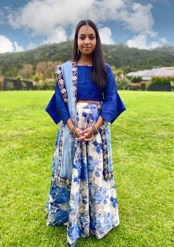 Painted Blue Lehenga