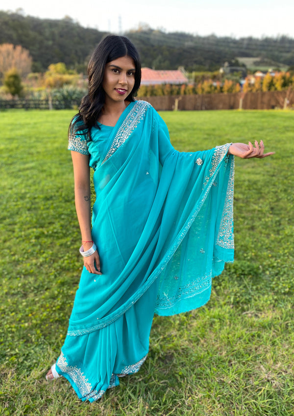 Teal Tango Saree