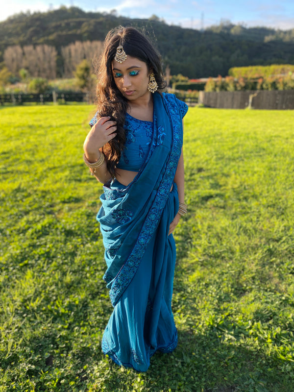 Blue bombshell Saree