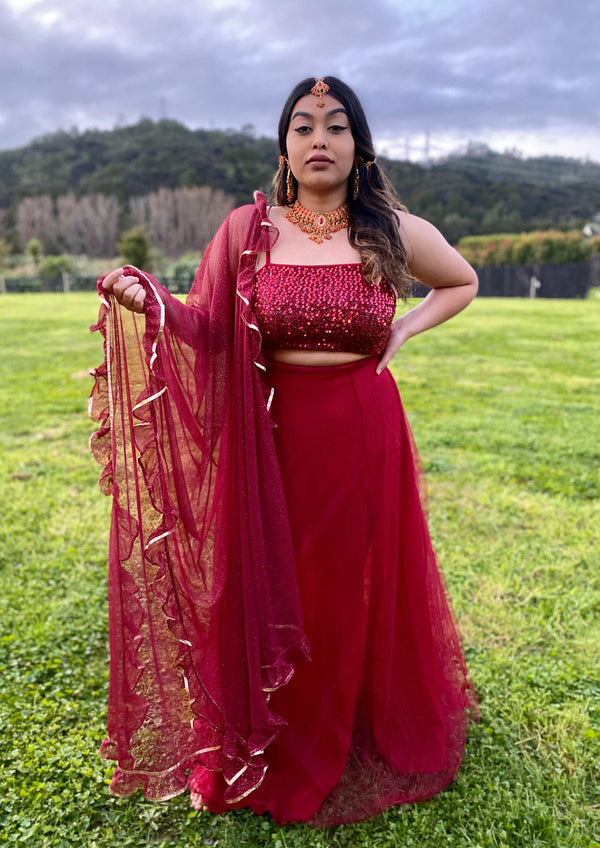 Rani in Red Lehenga