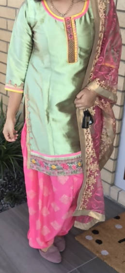 Mint Green and Pink Patiala - for sale