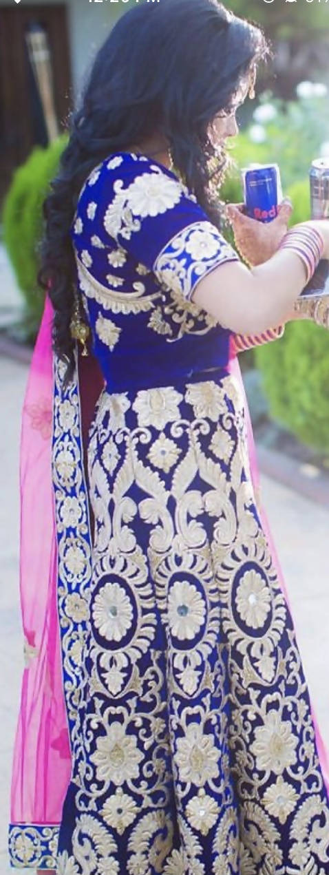 Navy Blue and Hot Pink Lehenga - for sale