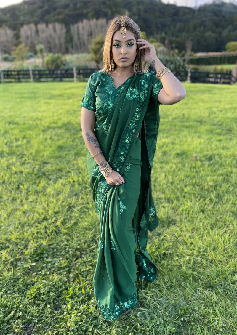 Green bombshell Saree