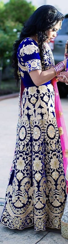 Navy Blue and Hot Pink Lehenga - for sale