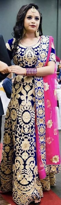 Navy Blue and Hot Pink Lehenga - for sale